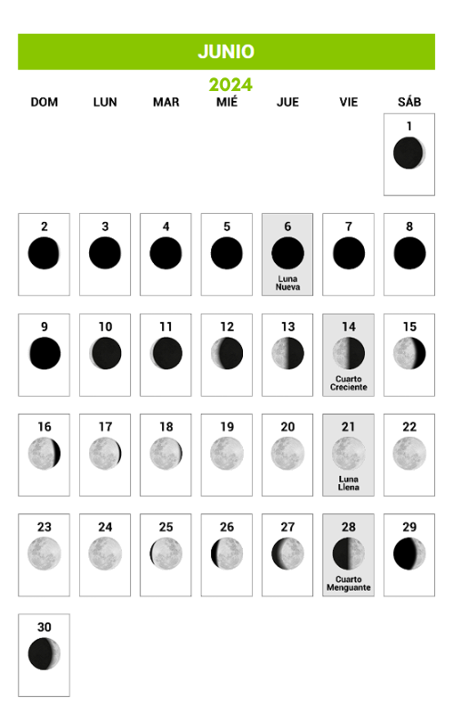 Calendario Lunar 2024 Junio