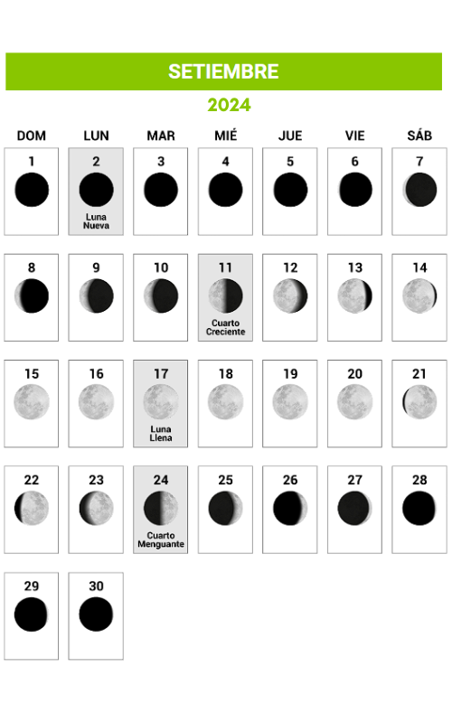 Calendario Lunar 2024 Septiembre